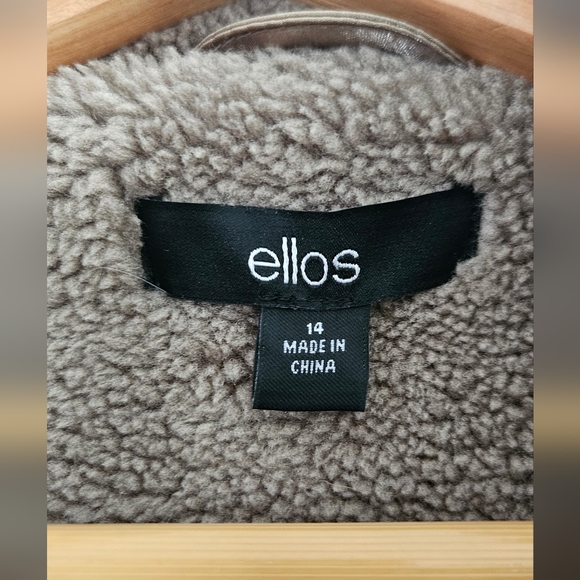 Ellos Teddy Neutral Olive Faux Fur Coat Size 14 - Picture 3 of 8